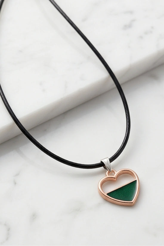 Gold and Green Geometric Heart Necklace