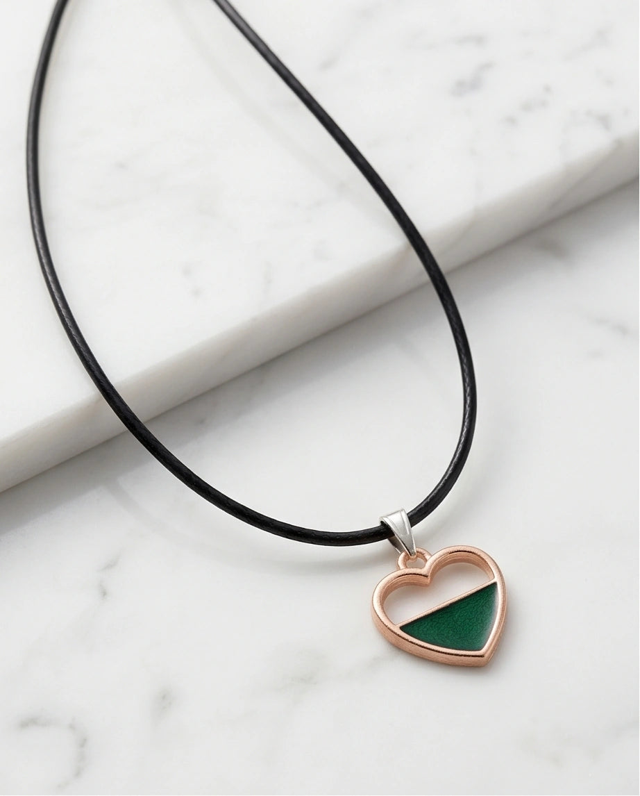 Gold and Green Geometric Heart Necklace