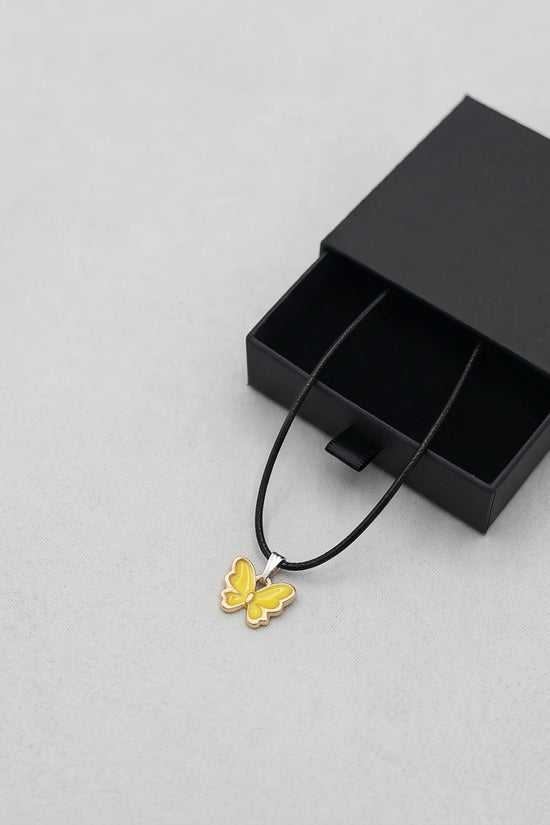 Golden Glow Butterfly Pendant Necklace