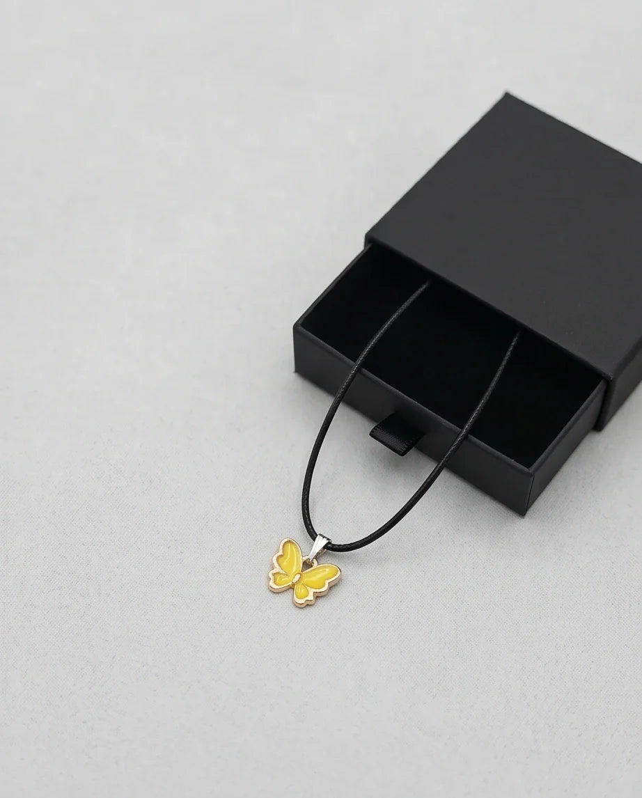Golden Glow Butterfly Pendant Necklace