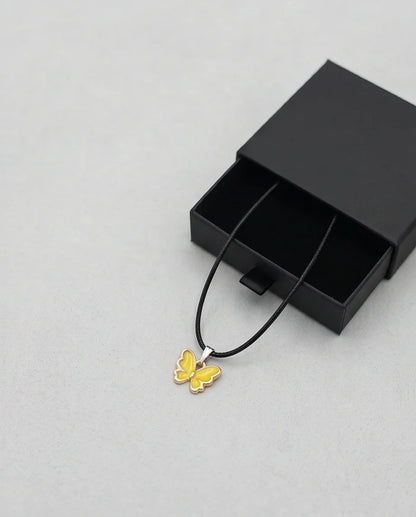 Golden Glow Butterfly Pendant Necklace