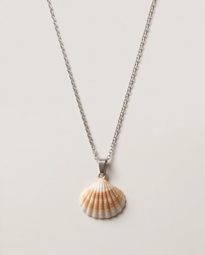 Silver Natural Seashell Pendant Chain Necklace
