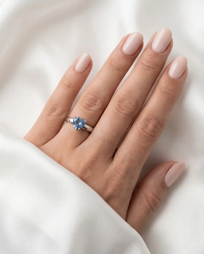 Sterling Silver Heart-Cut Blue Topaz Solitaire Ring