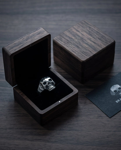 Engraved Sculpted Skull Ring