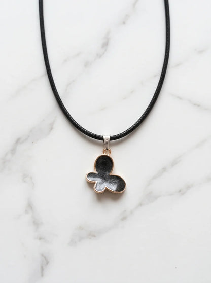 Black Glitter Butterfly Pendant Necklace