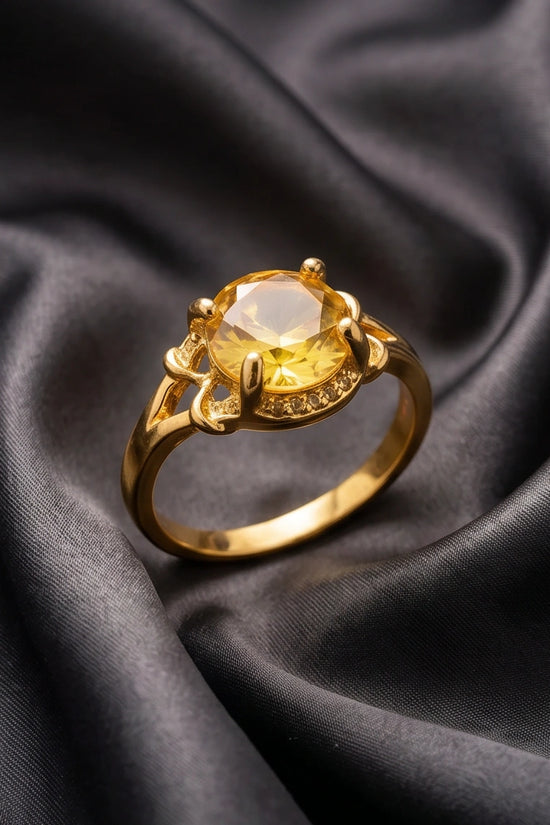 Golden Solis Citrine Filigree Ring
