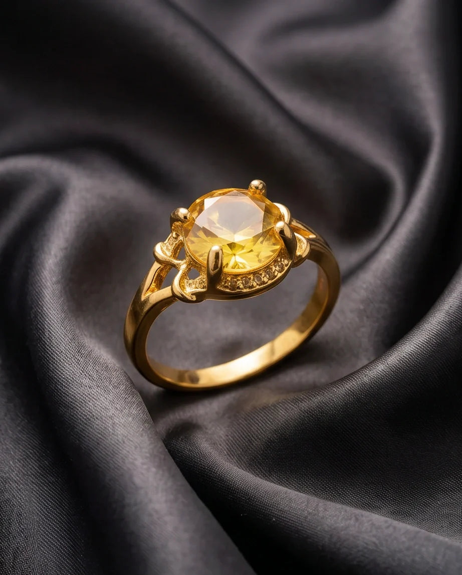 Golden Solis Citrine Filigree Ring