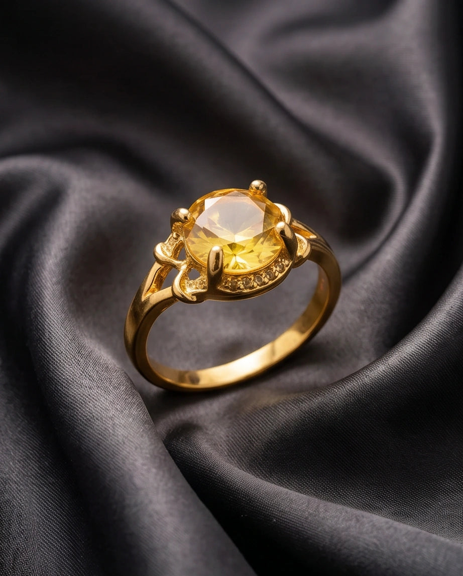 Golden Solis Citrine Filigree Ring