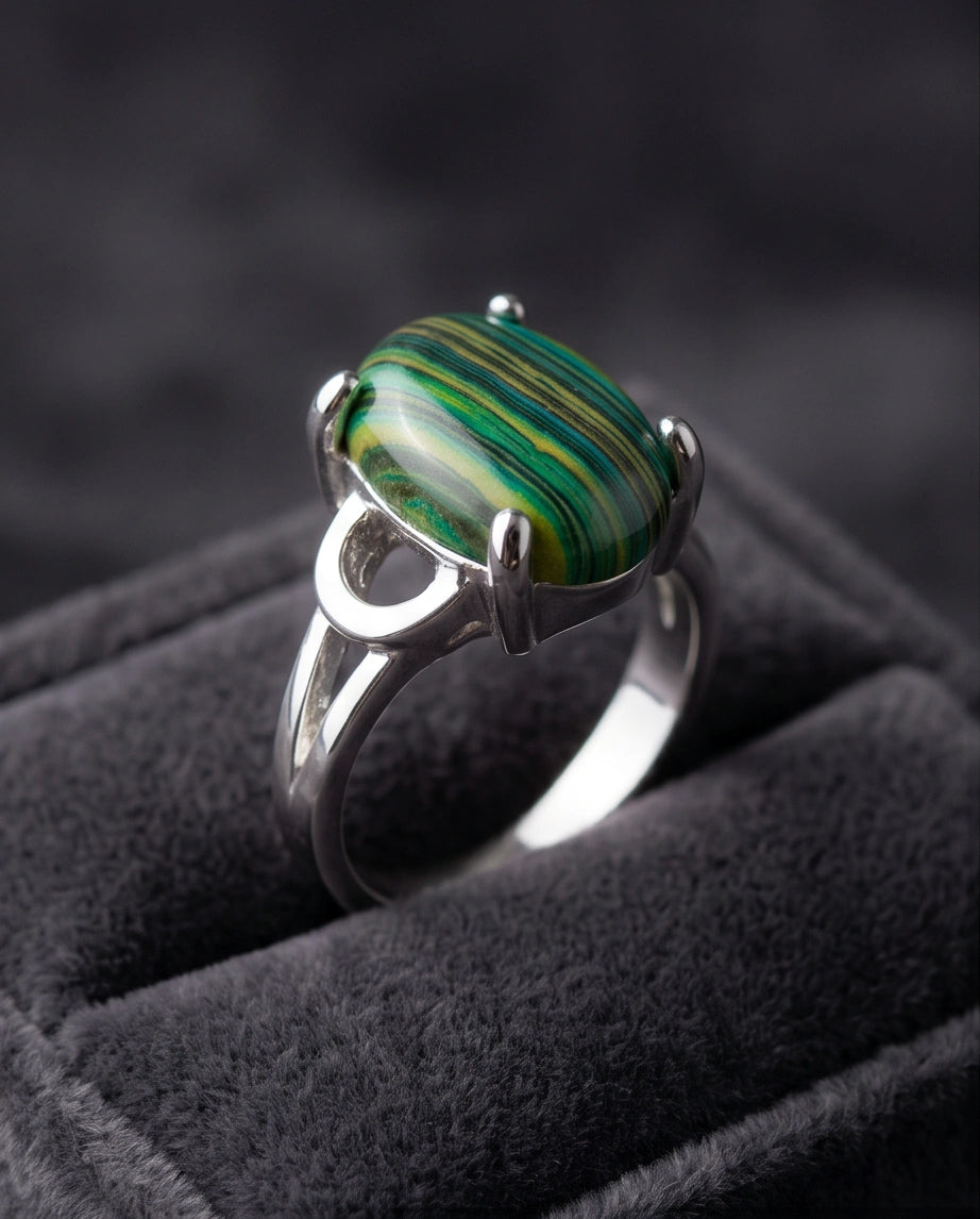 Verdant Aurora Malachite Statement Ring
