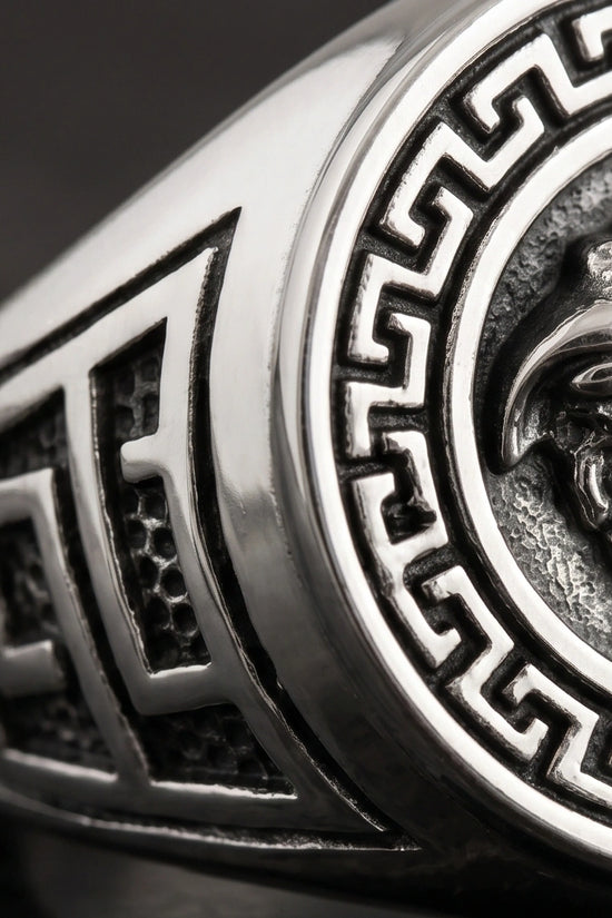 Vintage Silver Medusa Signet Ring