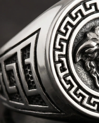 Vintage Silver Medusa Signet Ring