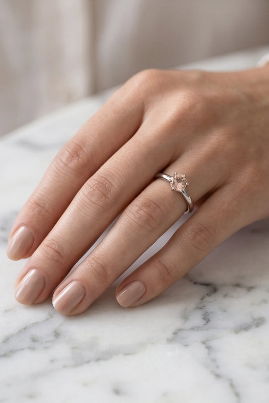 Sterling Silver Round-Cut Champagne Morganite Solitaire Ring