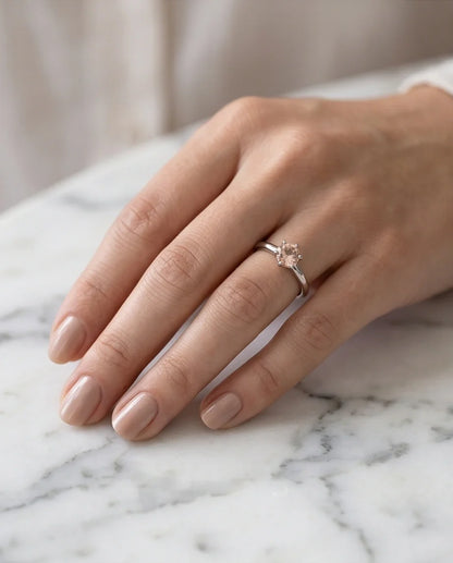 Sterling Silver Round-Cut Champagne Morganite Solitaire Ring