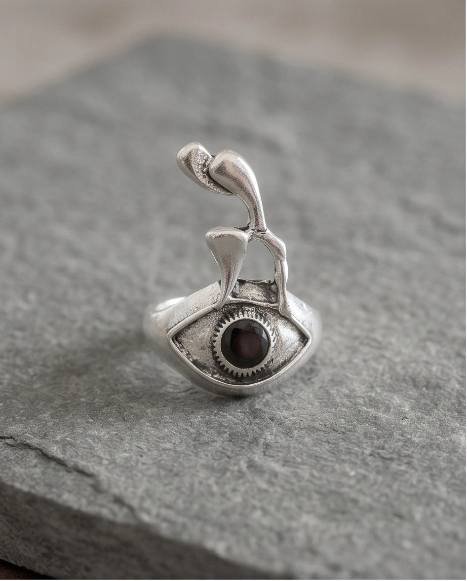Gothic Evil Eye Abstract Figural Ring