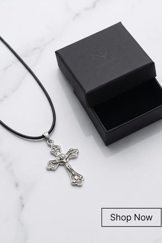 Silver Vintage Crucifix Cross Necklace