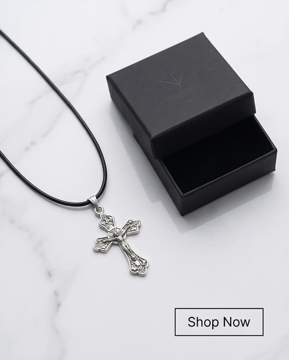Silver Vintage Crucifix Cross Necklace