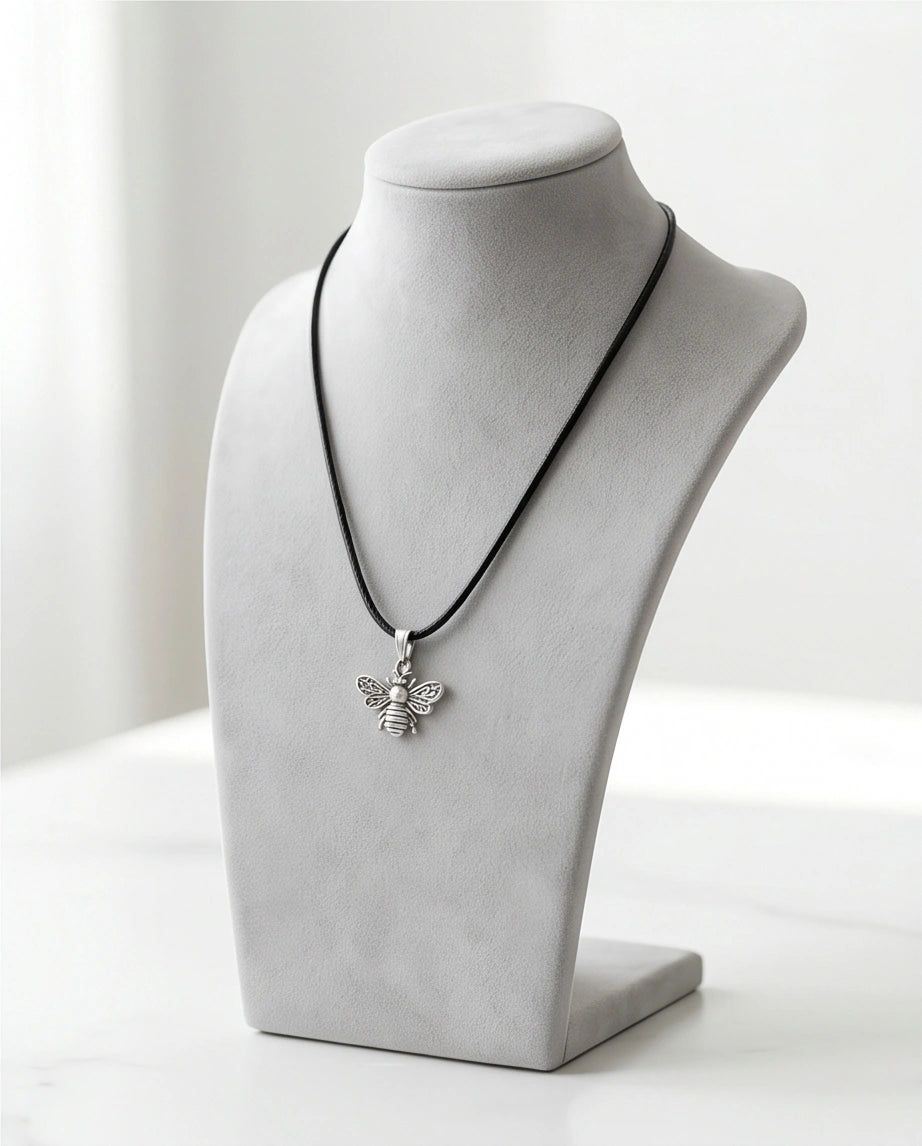 Silver Dainty Honeybee Pendant Necklace