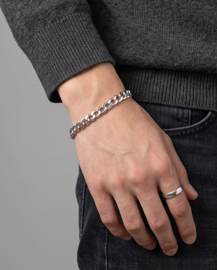 Silver Classic Curb Chain Bracelet