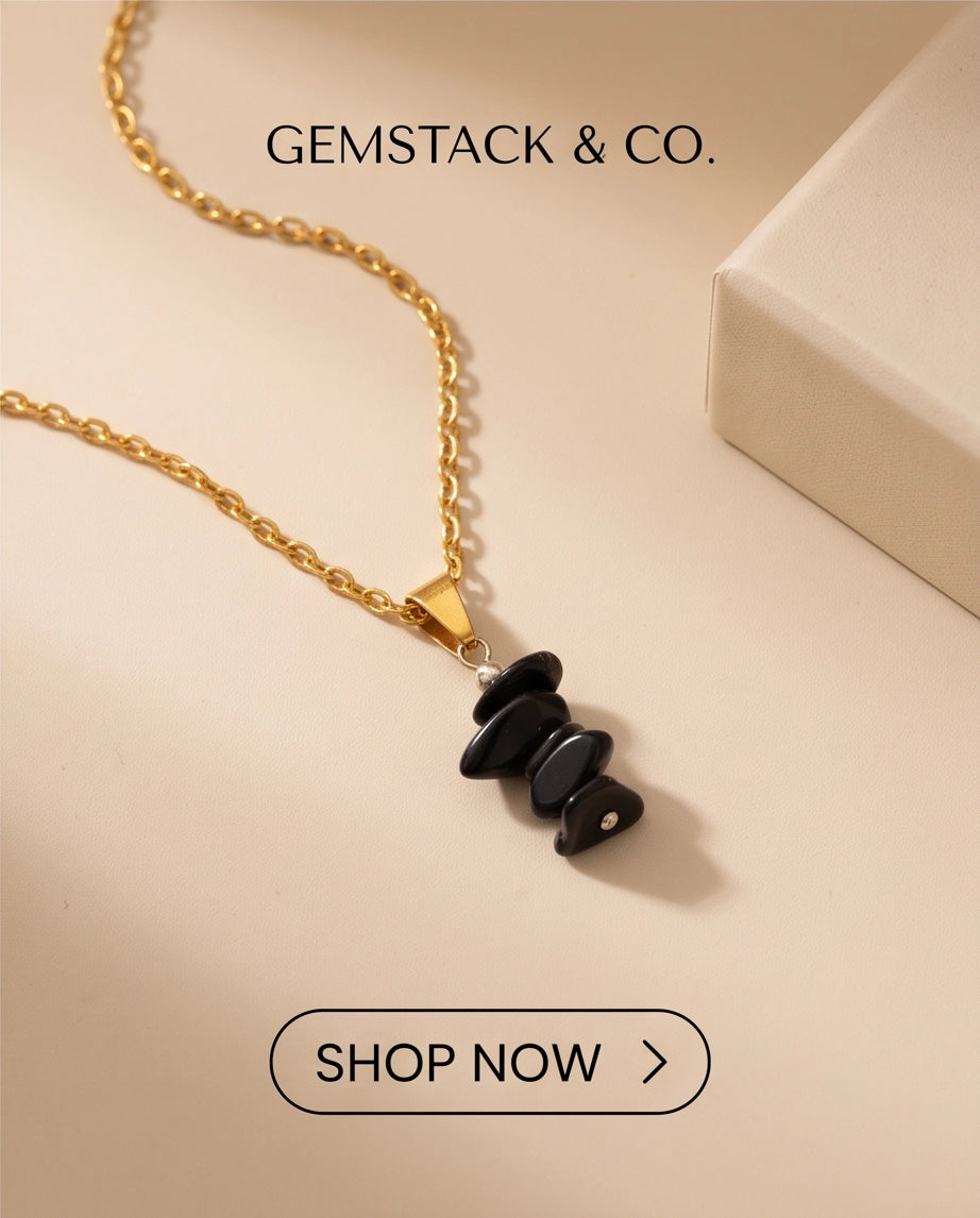 Silver Stacked Raw Black Obsidian Chip Stone Pendant Necklace
