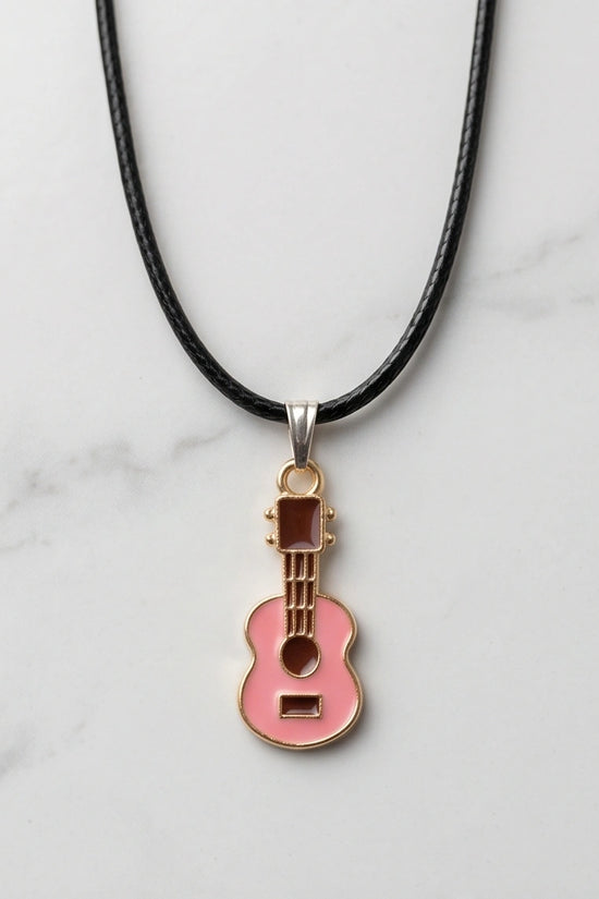 Gold and Pink Acoustic Guitar Necklace